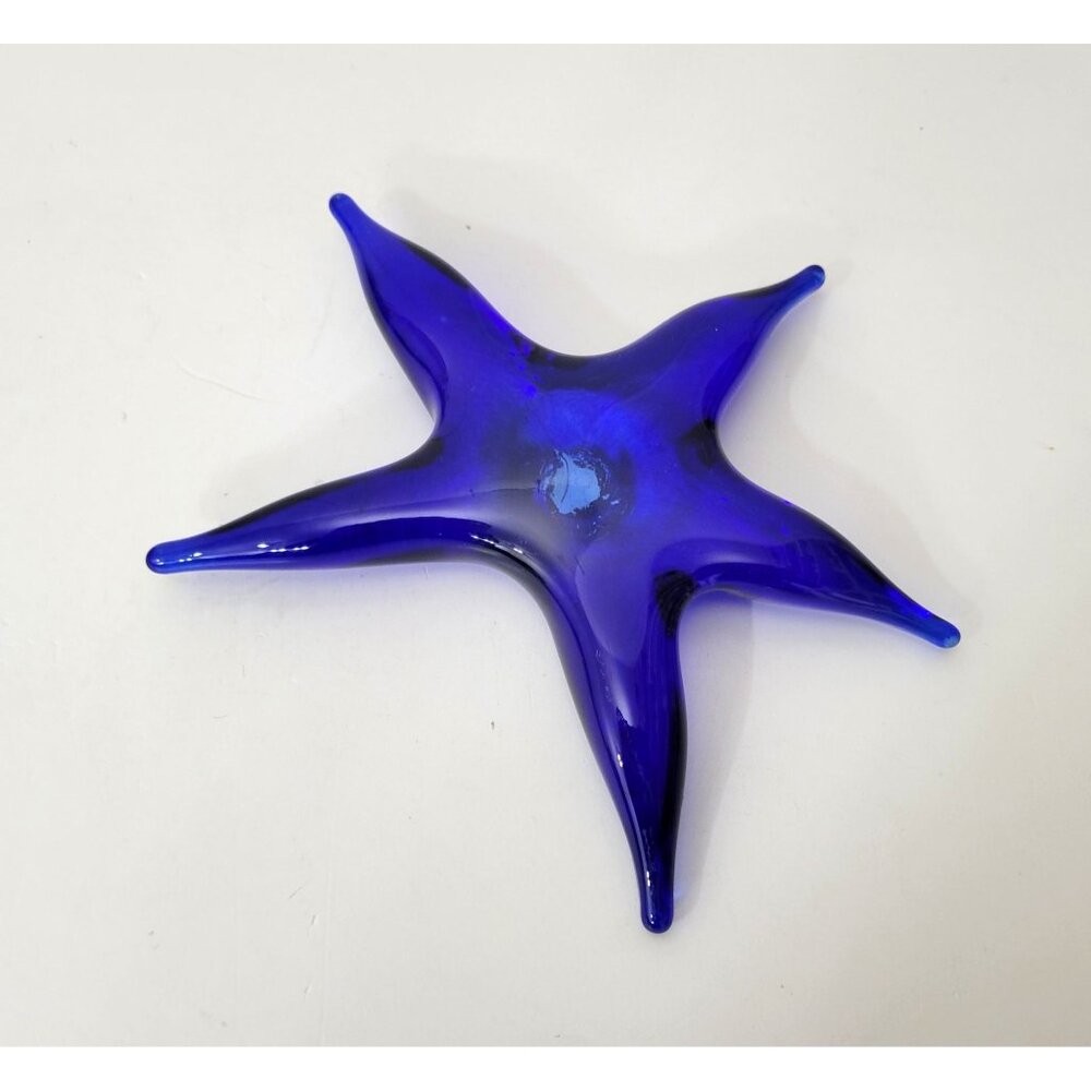 Art Glass Starfish Paperweight Cobalt Blue Glass - Picture 1 of 4